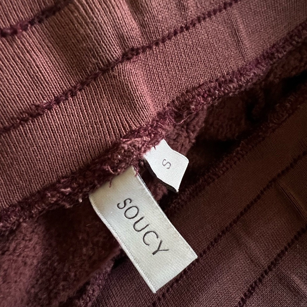 Soucy EZ Joggers Wide Leg Brown Pima Cotton Cozy Sweats Size Small - Picture 5 of 9